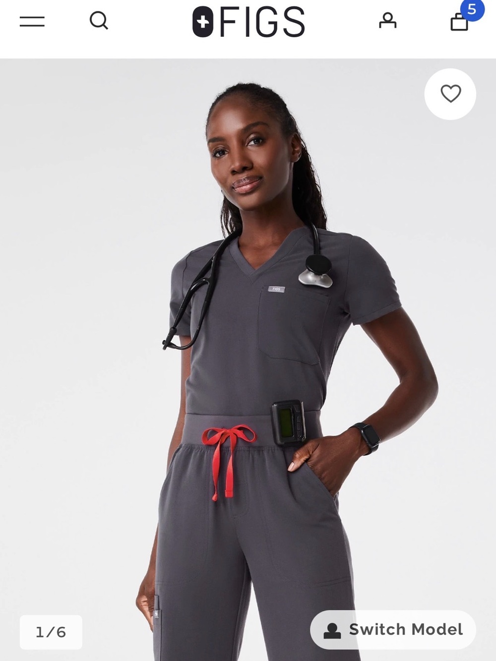 Figs scrub set Charcoal